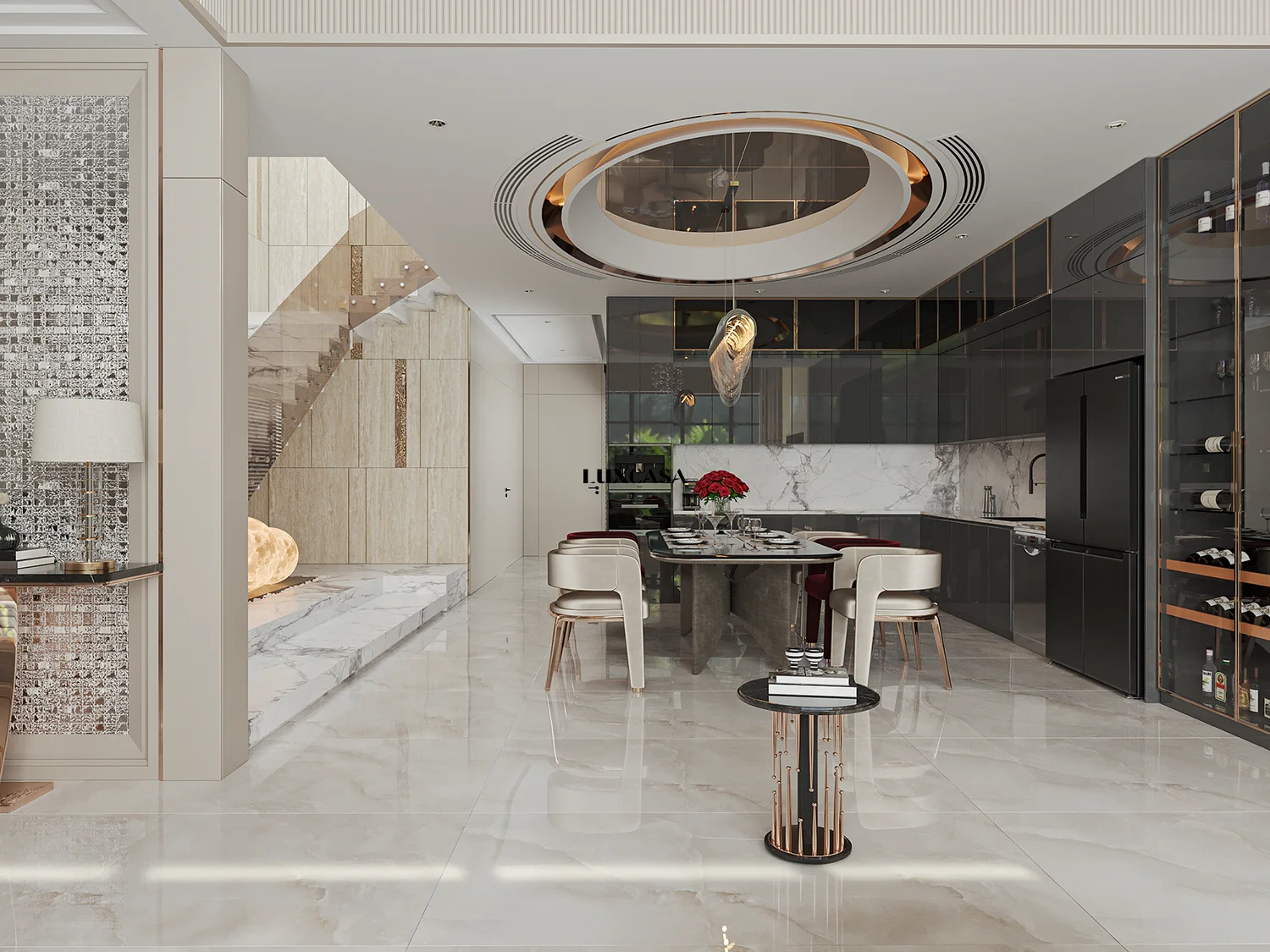 Gạch phòng khách 90x180 bóng 918LU918713