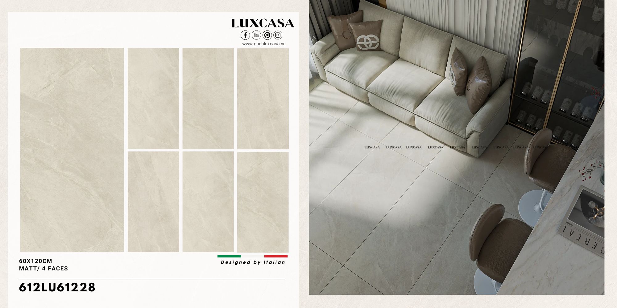 Gạch porcelain mờ 60X120 612LU61228