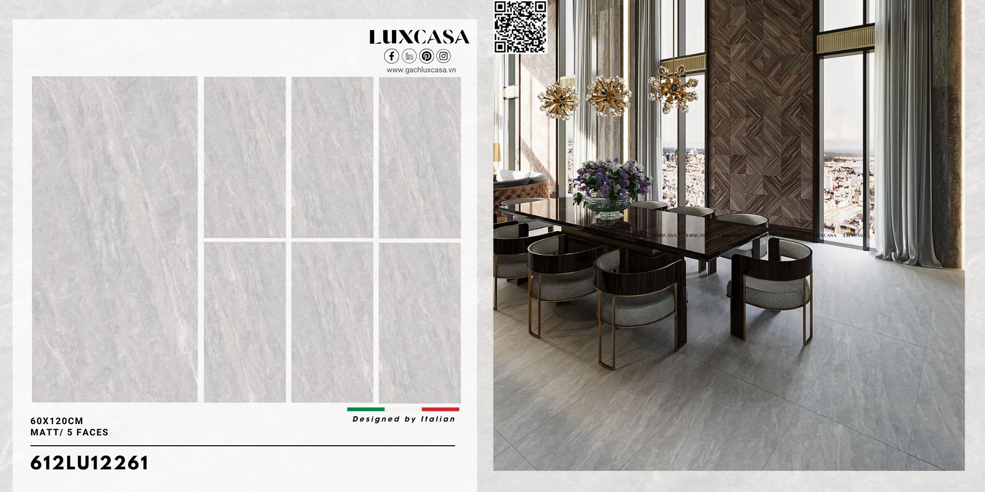 Gạch vân đá mờ 60×120 612LU12261