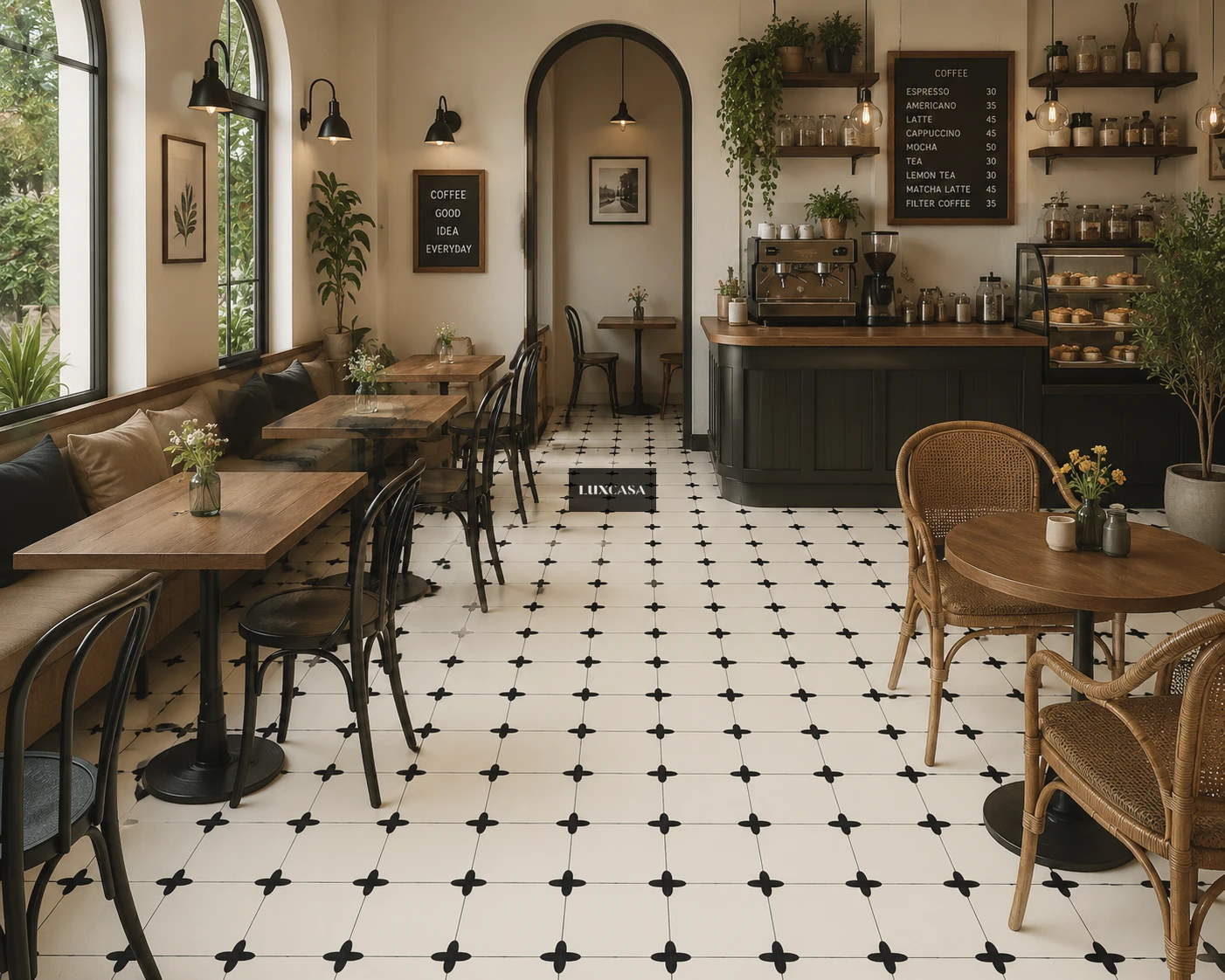 Gạch bông 40x40 lát quán cafe 40LUMF4010