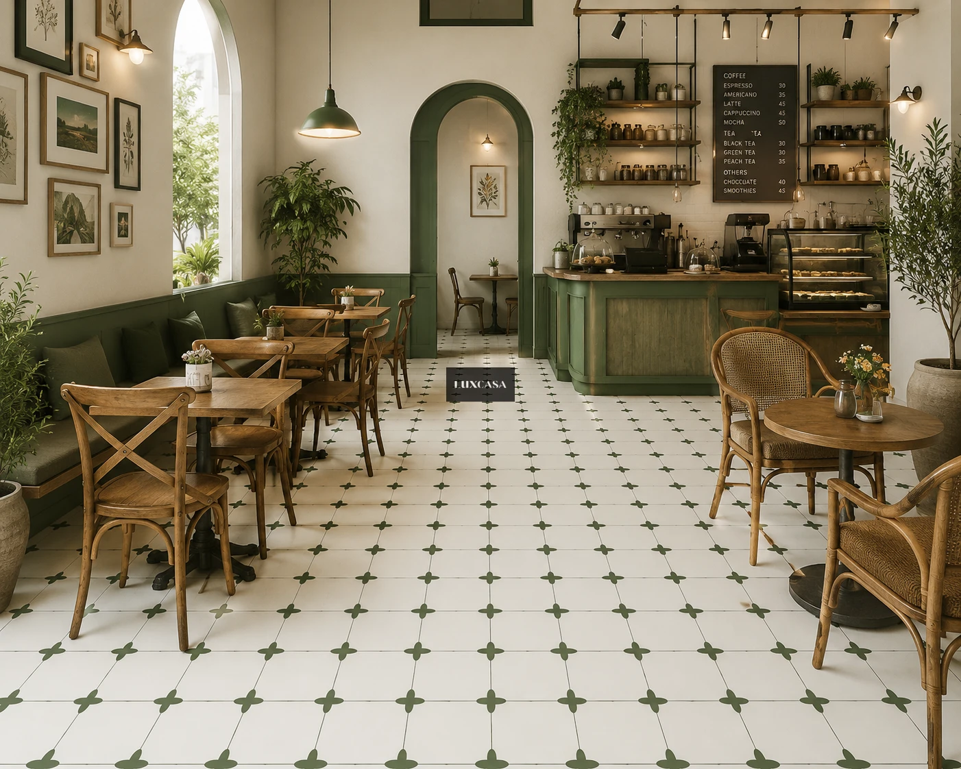 Gạch bông lát quán cafe 40x40 40LUMF4037