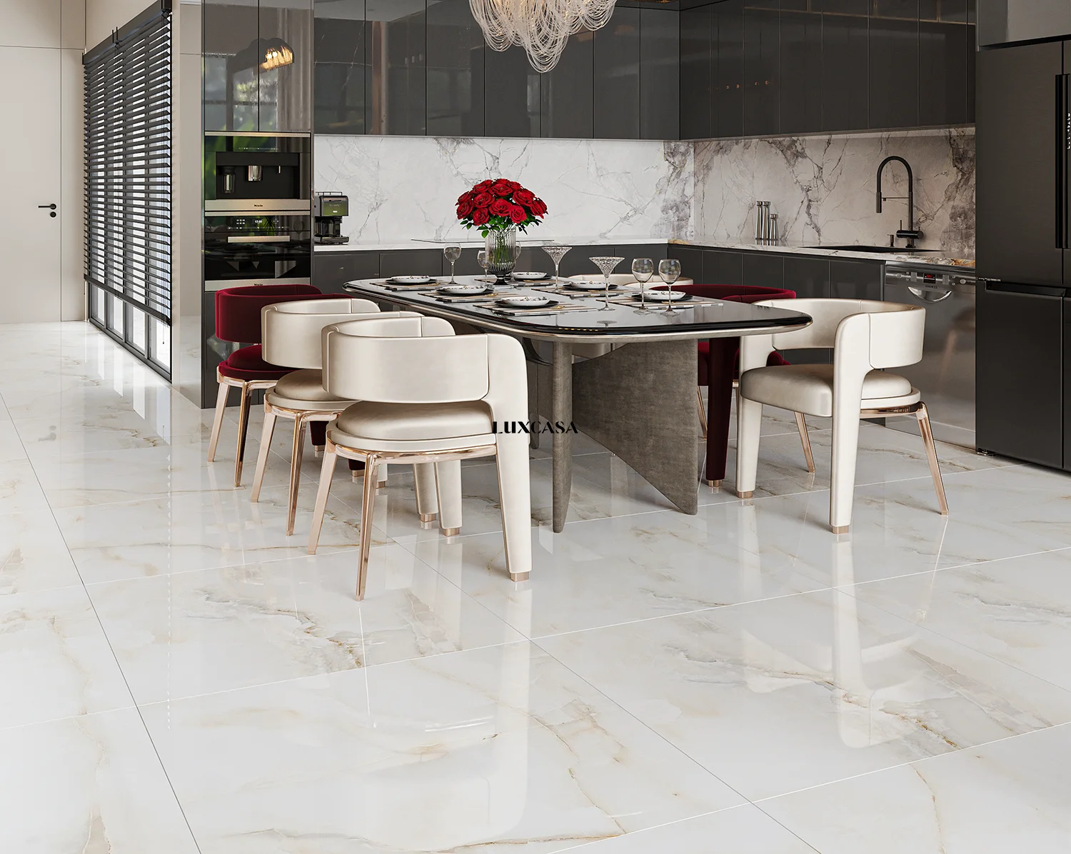 Gạch lát phòng khách 1m×1m onyx 100LU1028