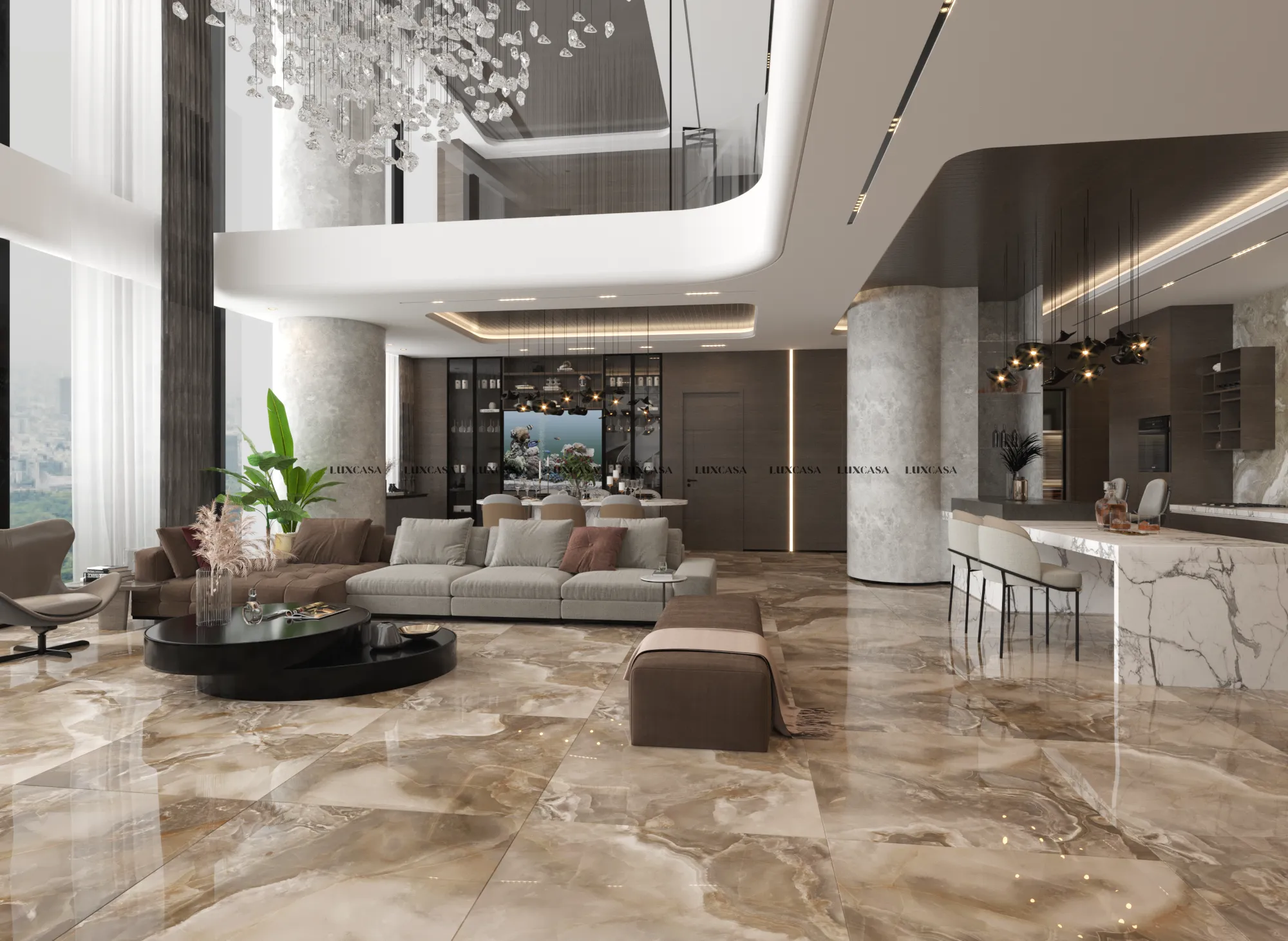 Gạch onyx màu nâu 1000×1000 100LU407