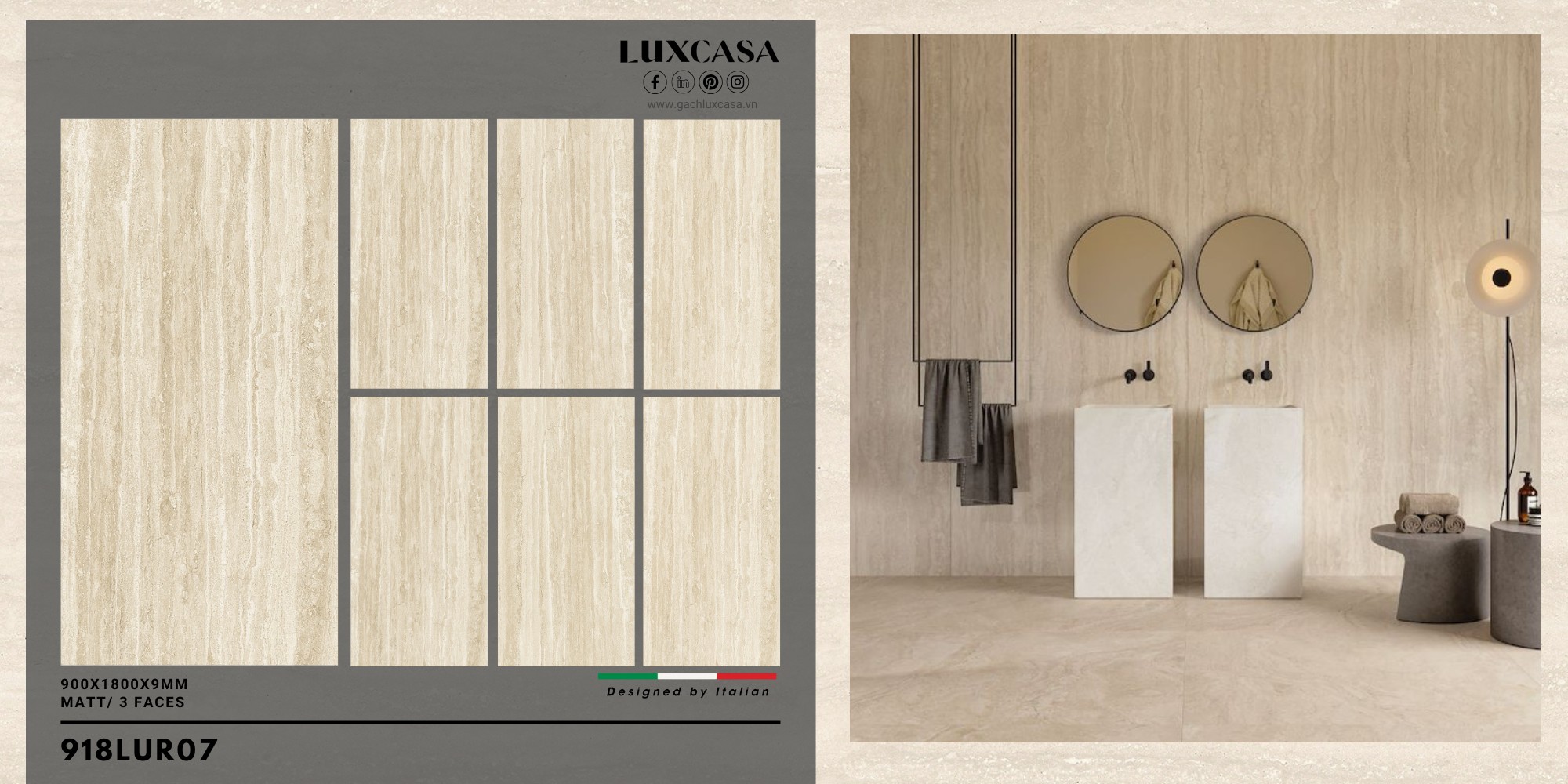 Gạch travertine 900x1800 918LUR07