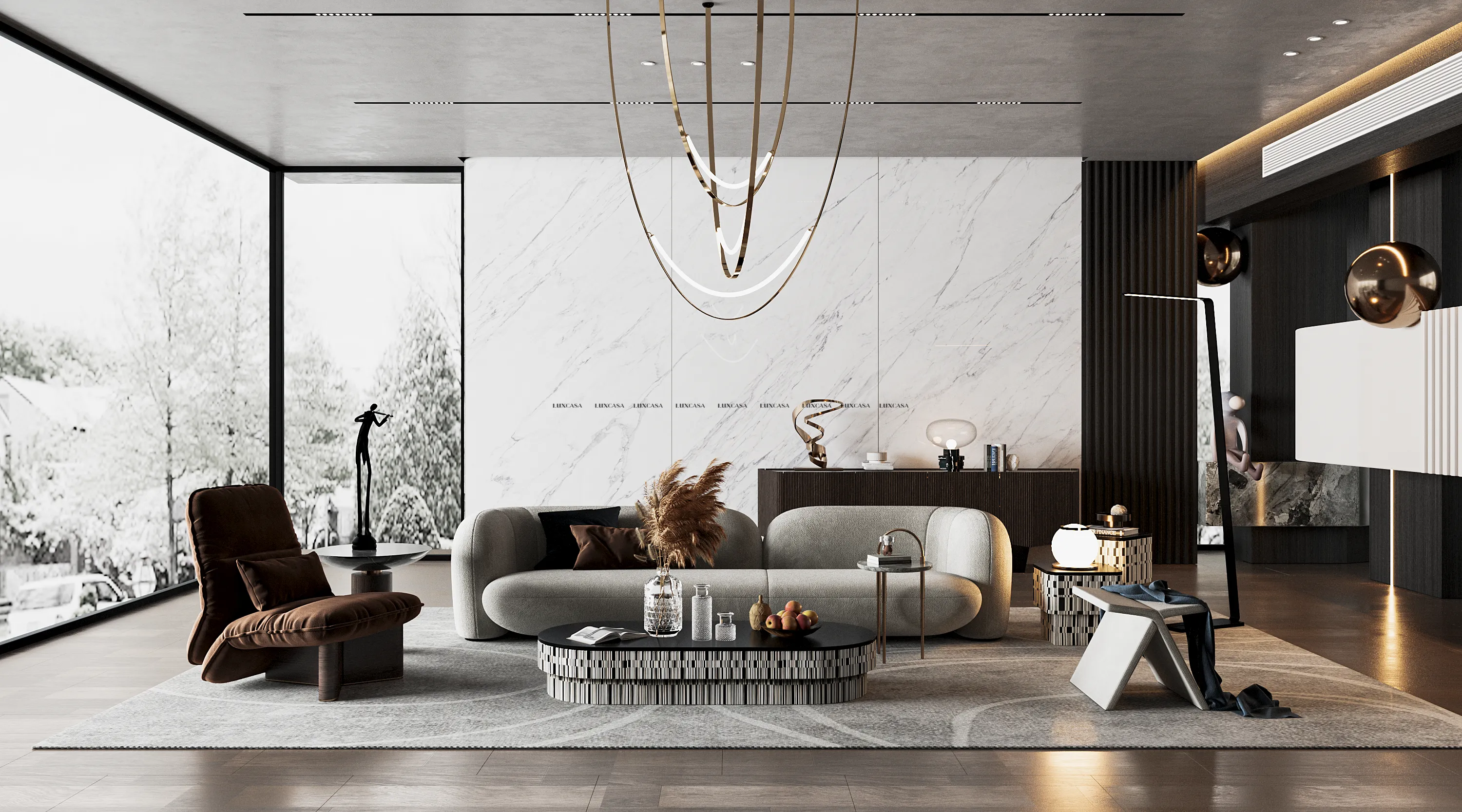 Đá nung kết 120x280 1228LUST-BI ốp tường phòng khách