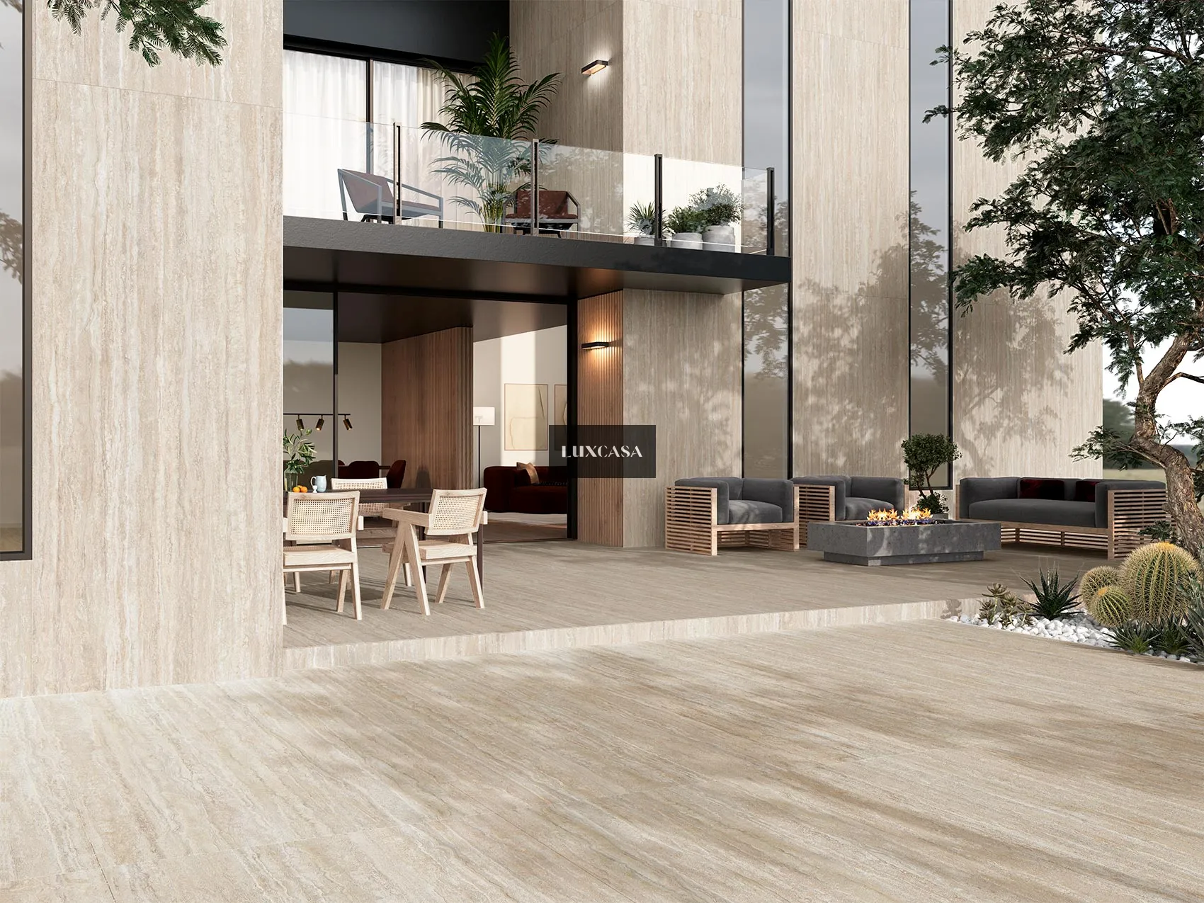 Đá nung kết 120x280 travertine ốp tường ngoài trời