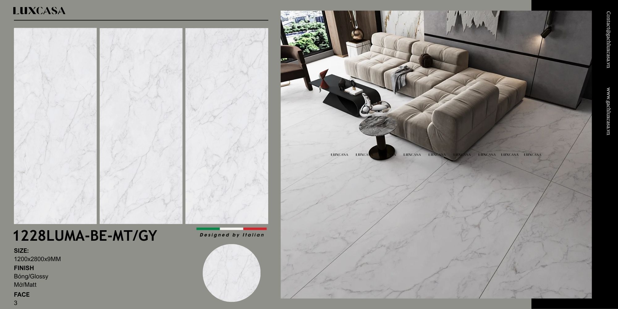 Đá nung kết 120×280 1228LUMA-BE-MT, 1228LUMA-BE-GY