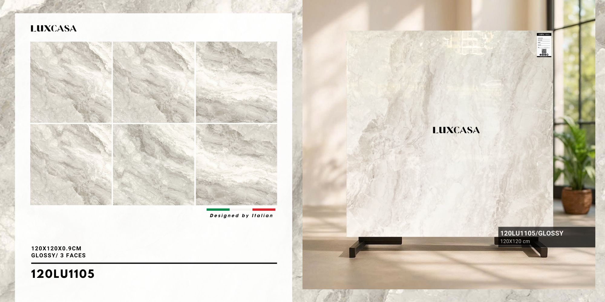 Gạch 1200X1200 kem bóng 120LU1105