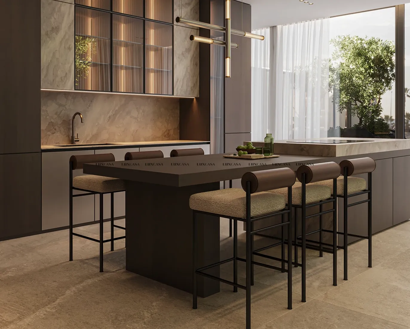 Gạch giả đá ốp bếp khổ lớn