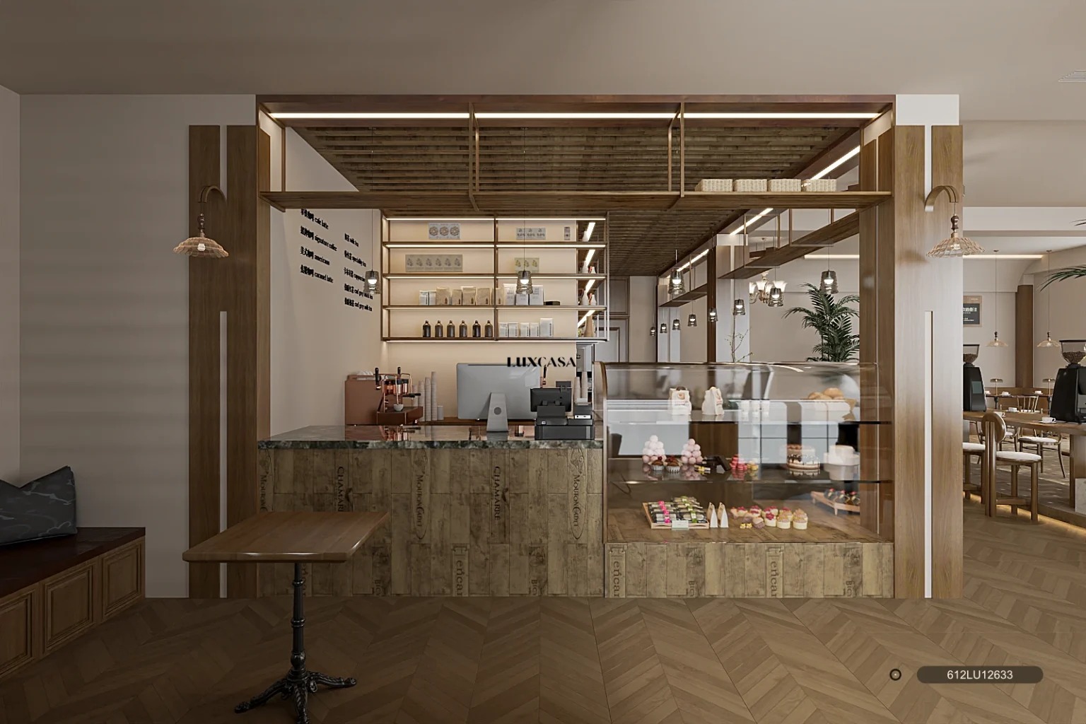 Gạch giả gỗ lát quán cafe