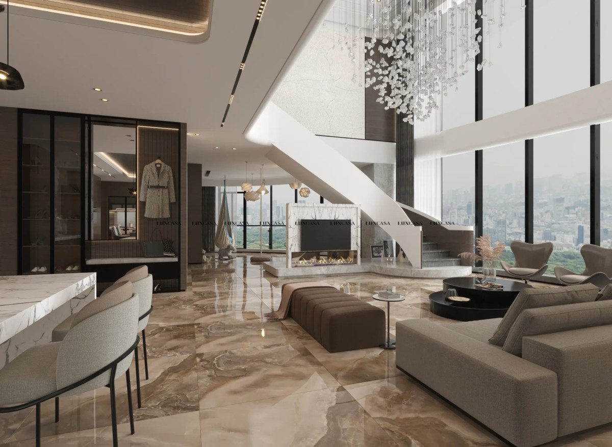 Gạch men bóng kính onyx màu nâu