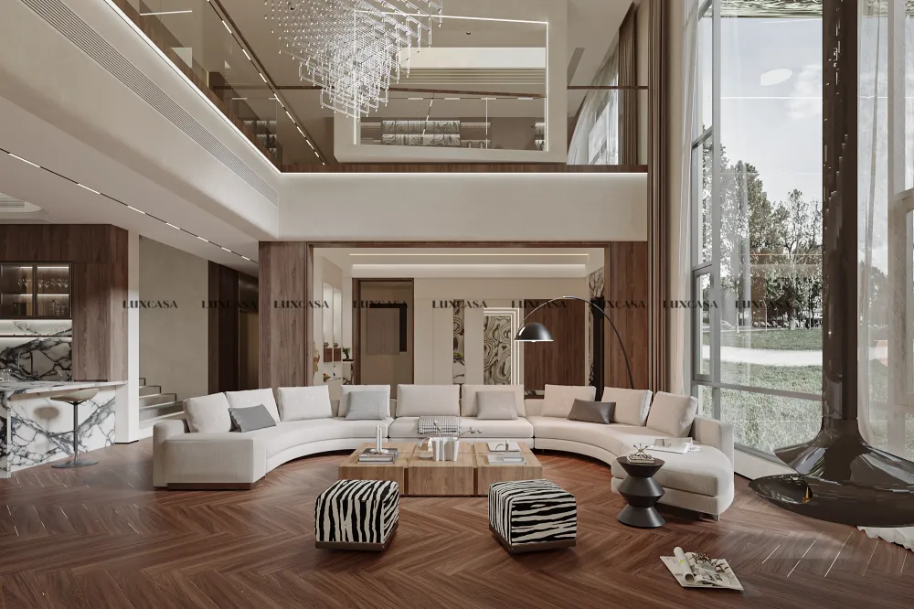 Gạch men giả gỗ lát phòng khách