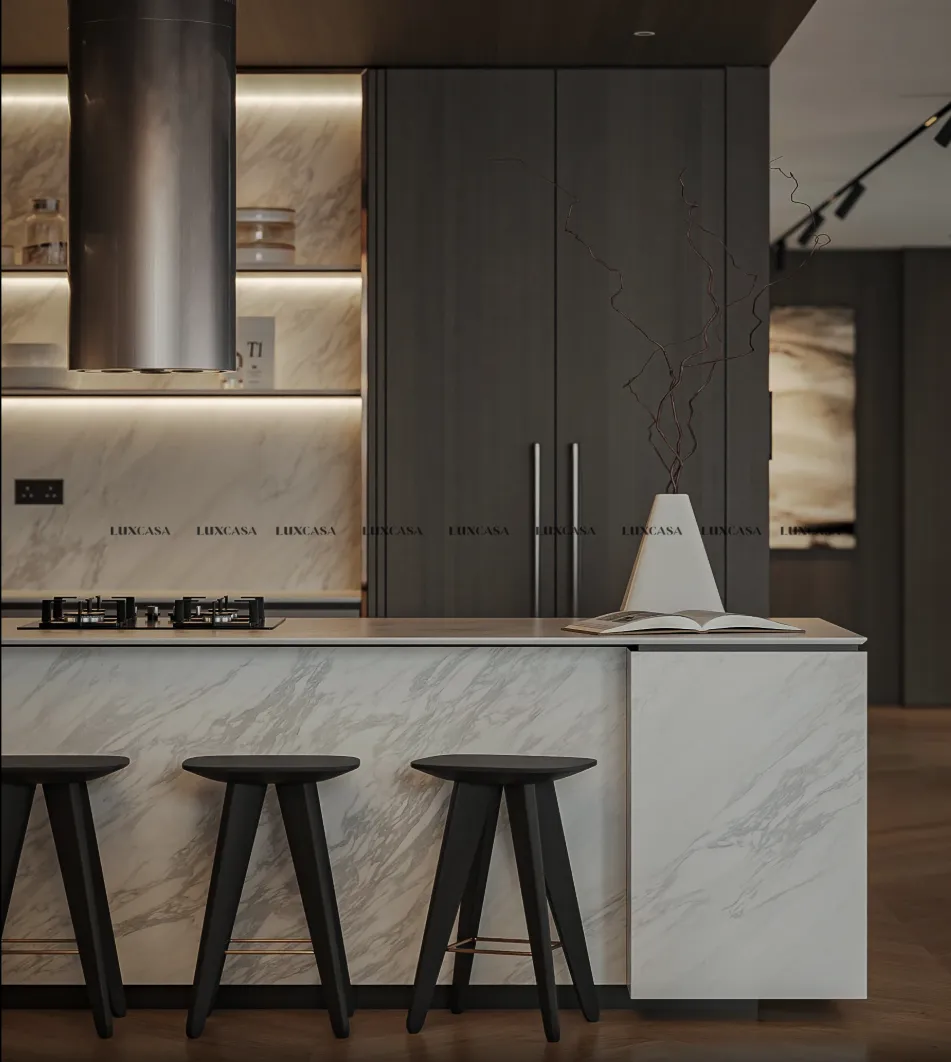 Gạch ốp bếp khổ lớn giả đá