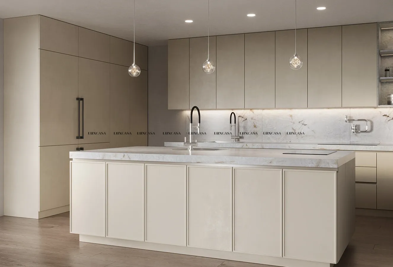 Gạch ốp bếp khổ lớn màu trắng