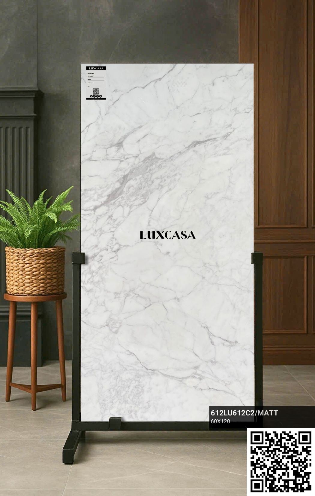 Gạch ốp bếp vân đá màu trắng 60×120 612LU612C2