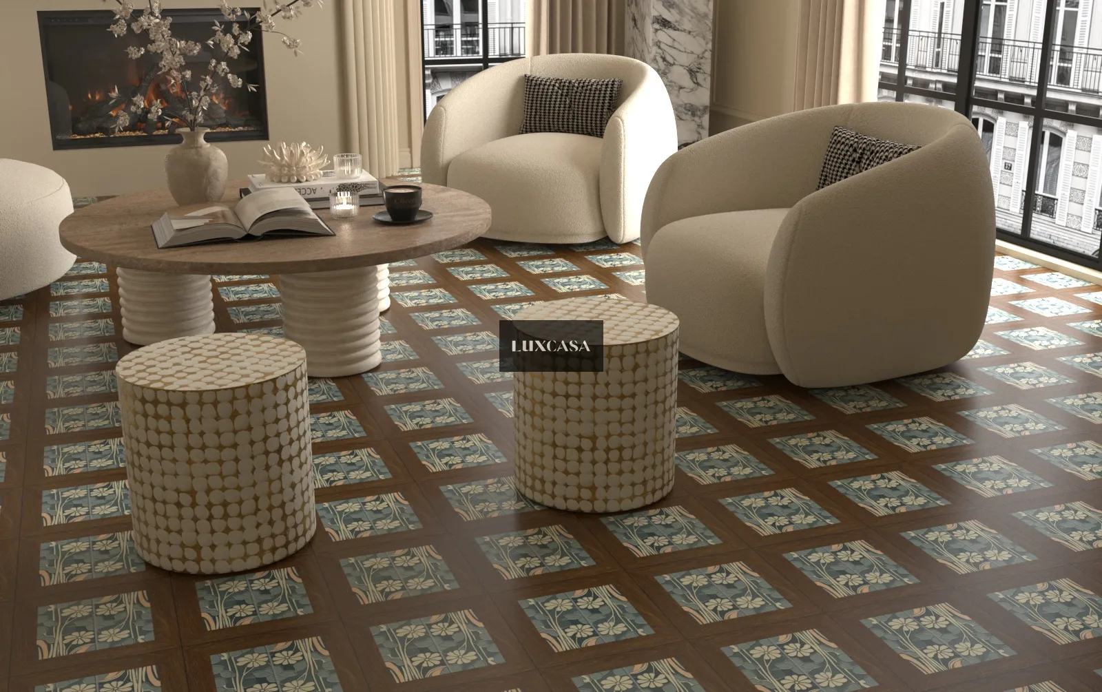 Gạch bông lát phòng khách 300X300 30LUB3007