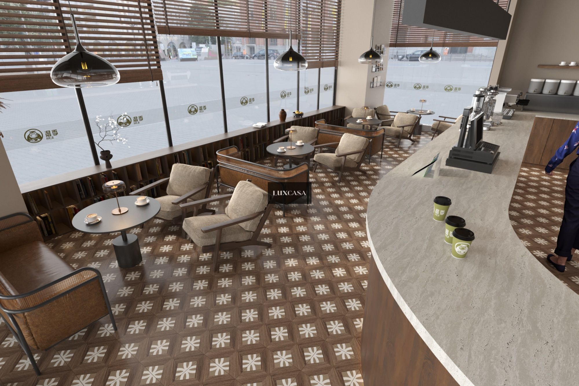 Gạch bông 300X300 lát quán cafe 30LUB3006