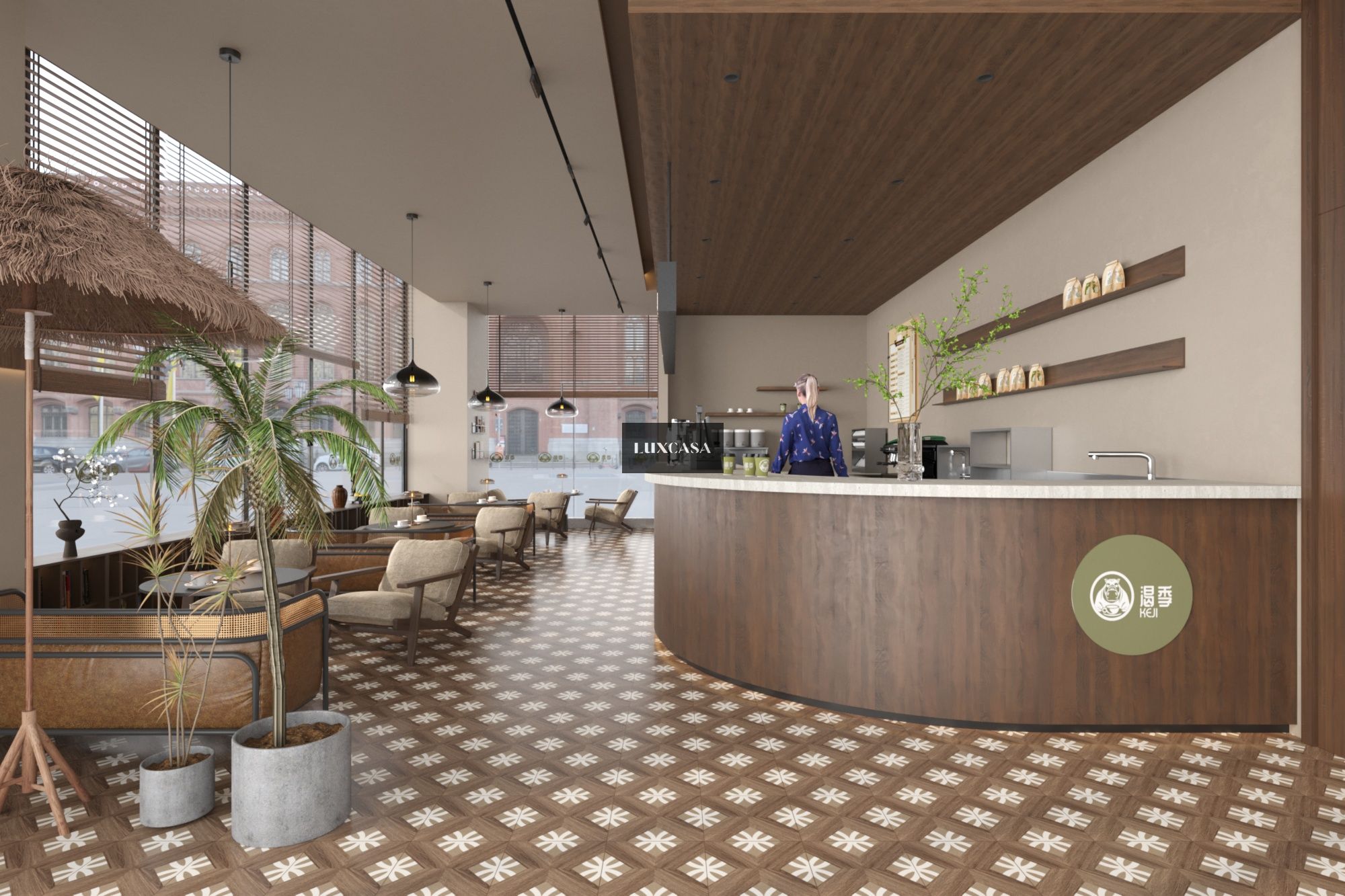 Gạch bông 300X300 lát quán cafe 30LUB3006