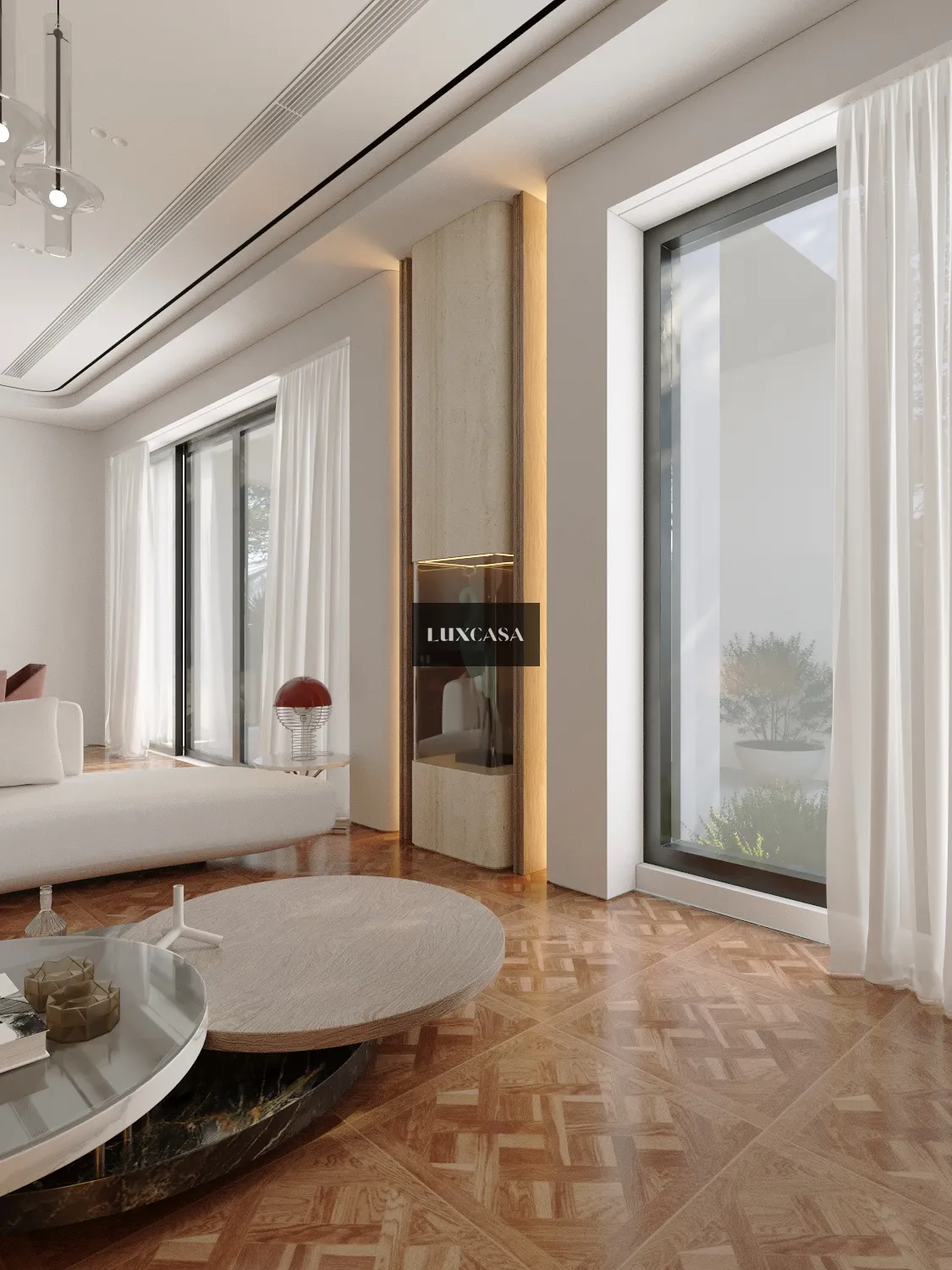 Gạch giả gỗ 60x60 60LU6A15 lát nền phòng khách