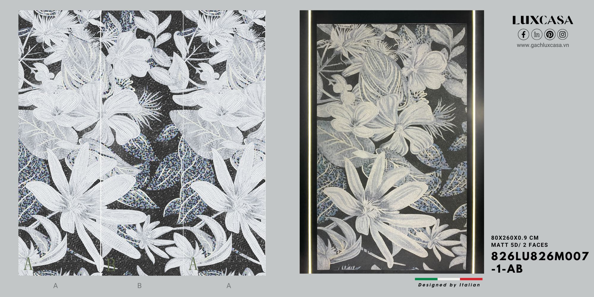 Gạch tranh mosaic 80×260 826LU826M007