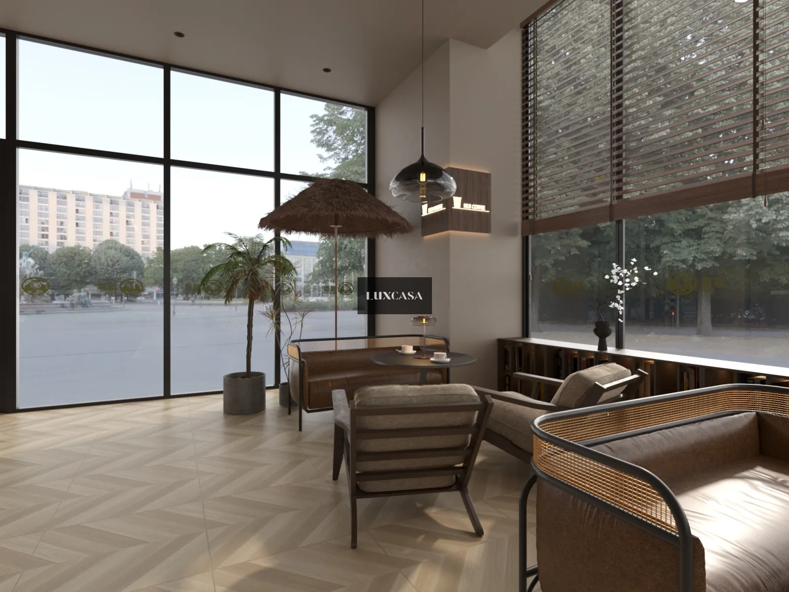 Gạch xương cá lát quán cafe 60x60 60LU6A02 (2)