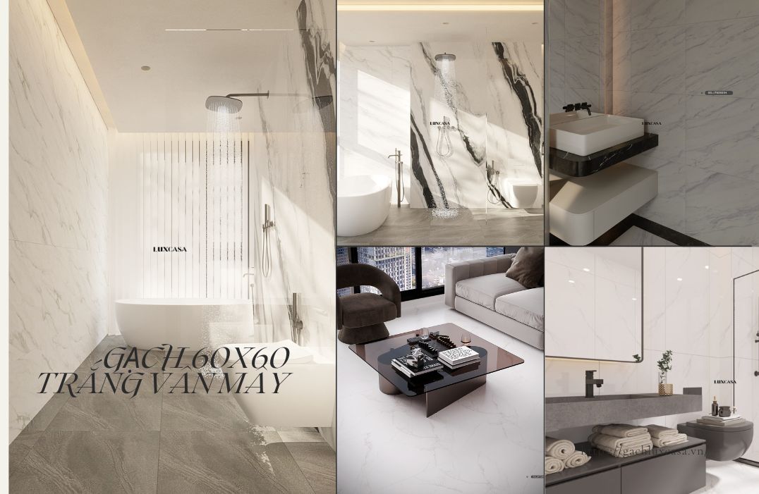 Gạch lát nền 60x60 trắng vân mây