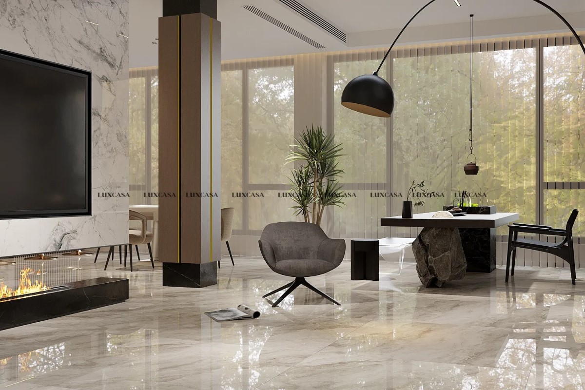 Mẫu gạch giả đá màu kem