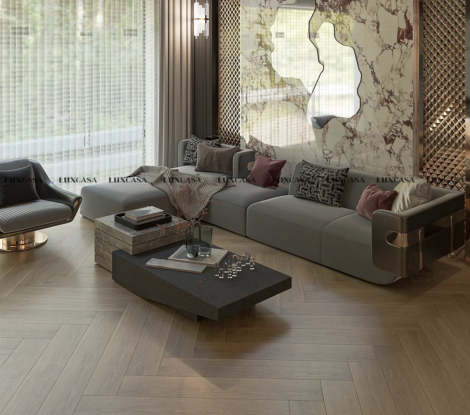 Gạch giả gỗ màu nâu ấm áp