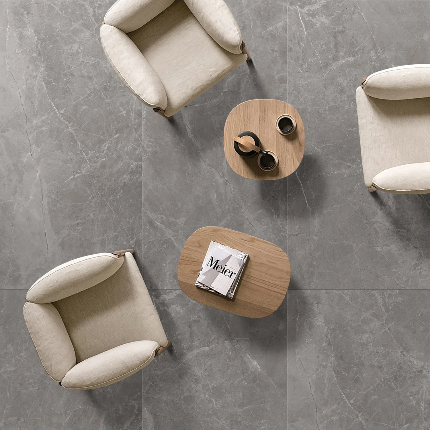 Mẫu gạch lát nền 60x60 giả đá màu nâu nhạt