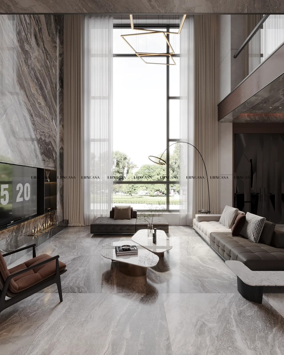 Gạch men matt lát nền phòng khách