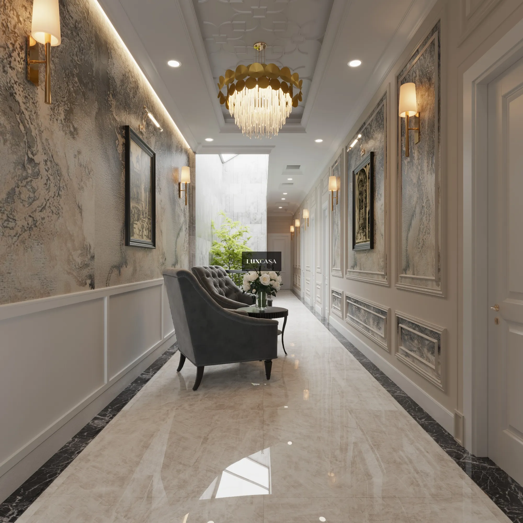 Gạch hành lang bóng màu kem 1000×1000 100LUAF-TO-BE