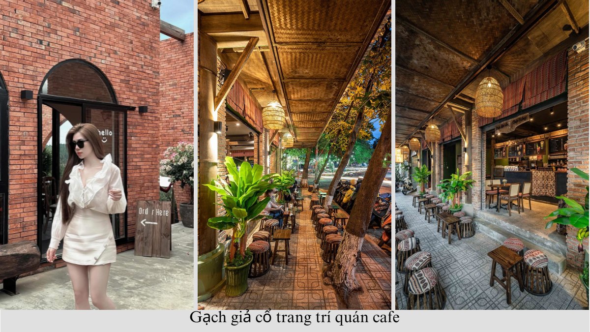 Gạch giả cổ trang trí quán cafe