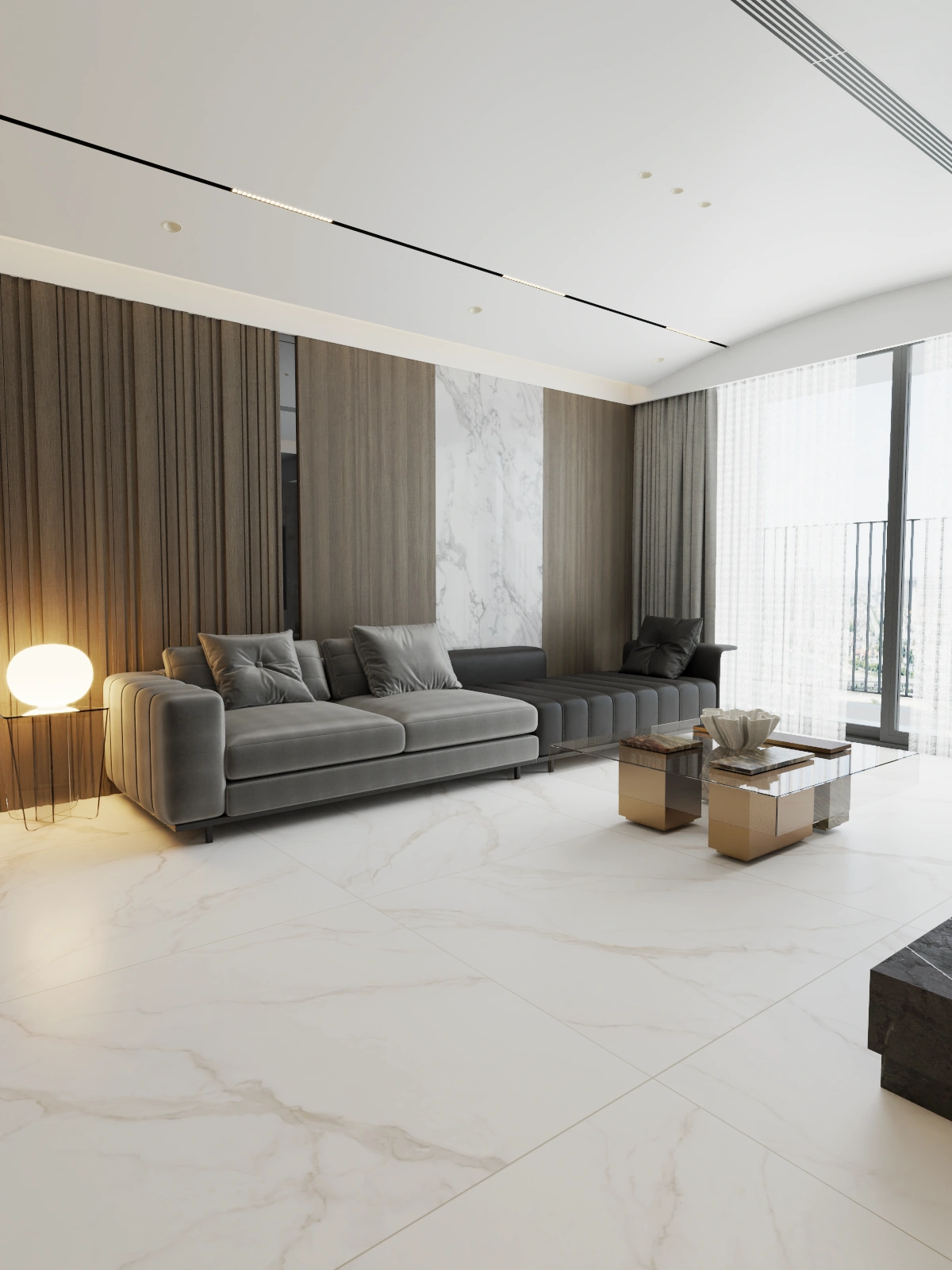 Gạch phòng khách 1200X1200 màu trắng 120LU121209-11D