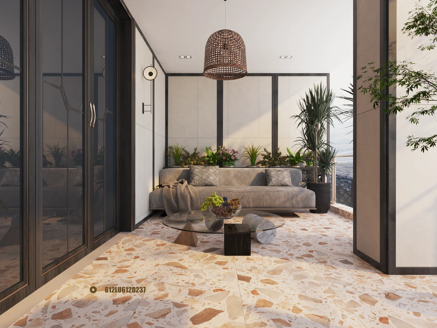 Gạch terrazzo 60×120 lát ban công ngoài trời 612LU612D237