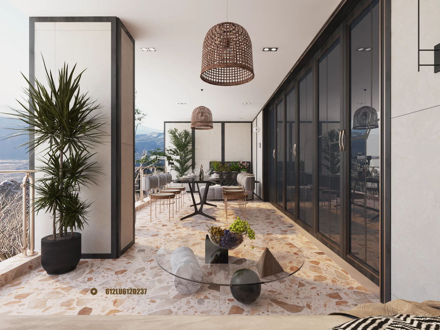 Gạch terrazzo 60×120 lát ban công ngoài trời 612LU612D237