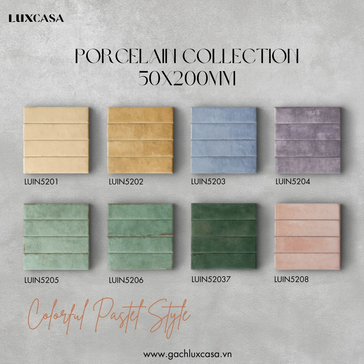 Gạch thẻ bóng 50x200mm porcelain