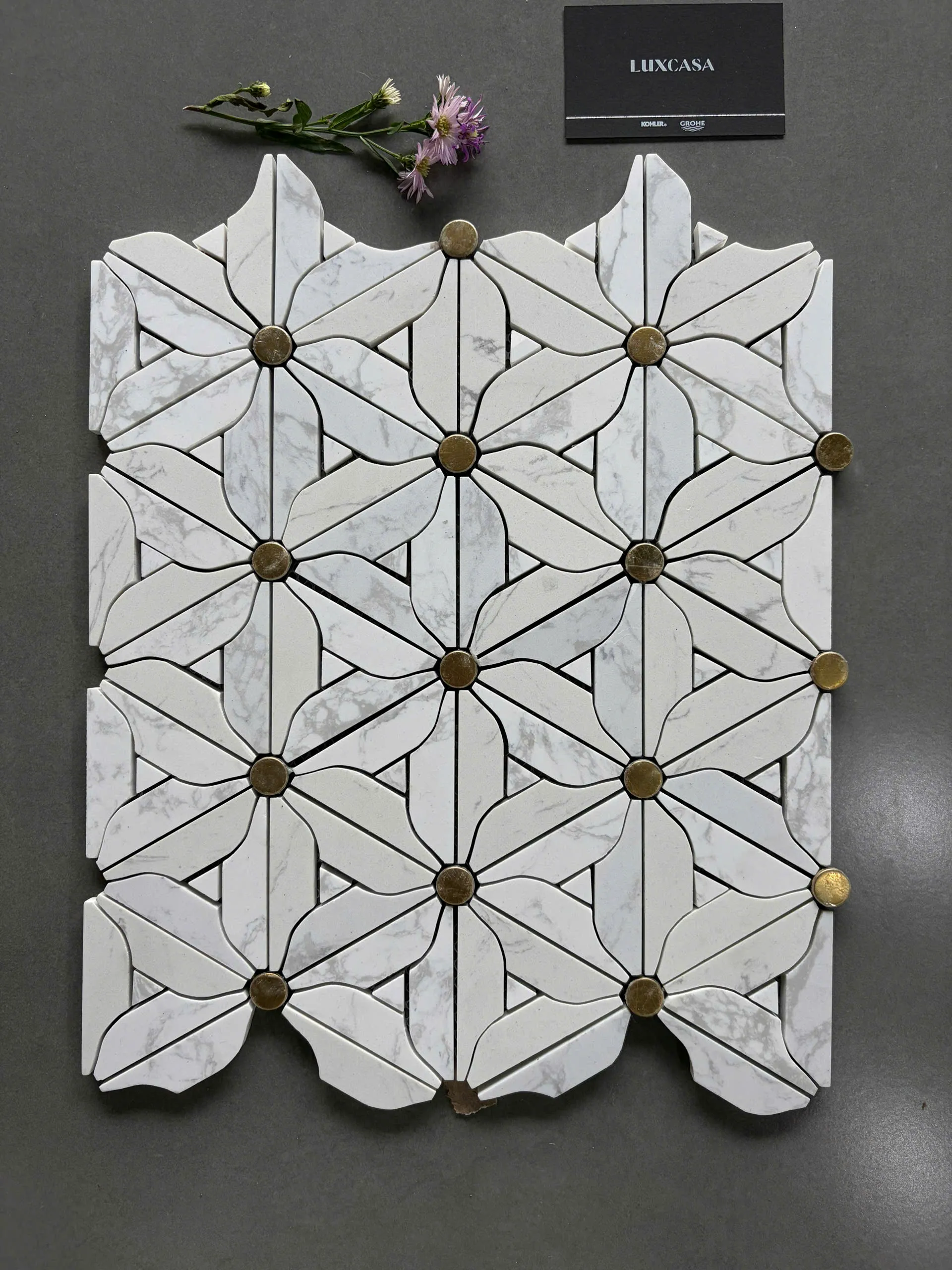 Mẫu đá mosaic cao cấp trắng LUTH8225 (2)