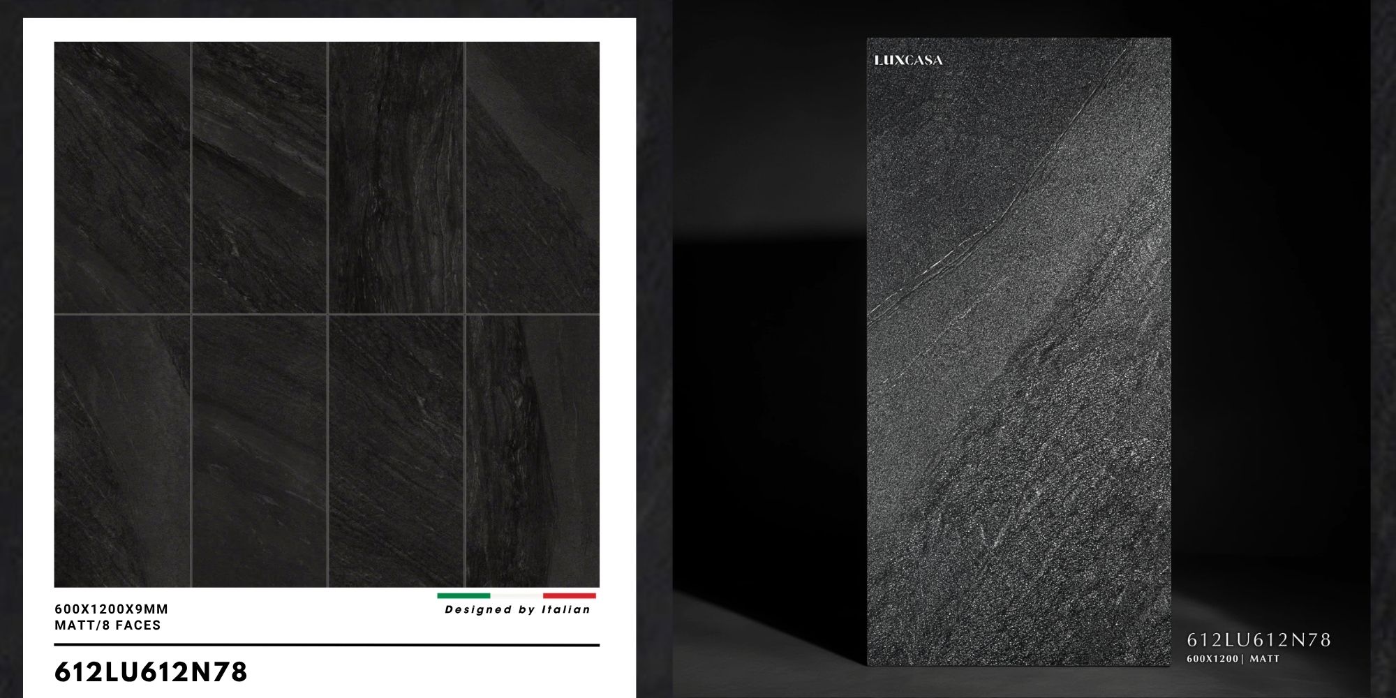 Mẫu gạch giả đá slate 60×120 612LU612N78