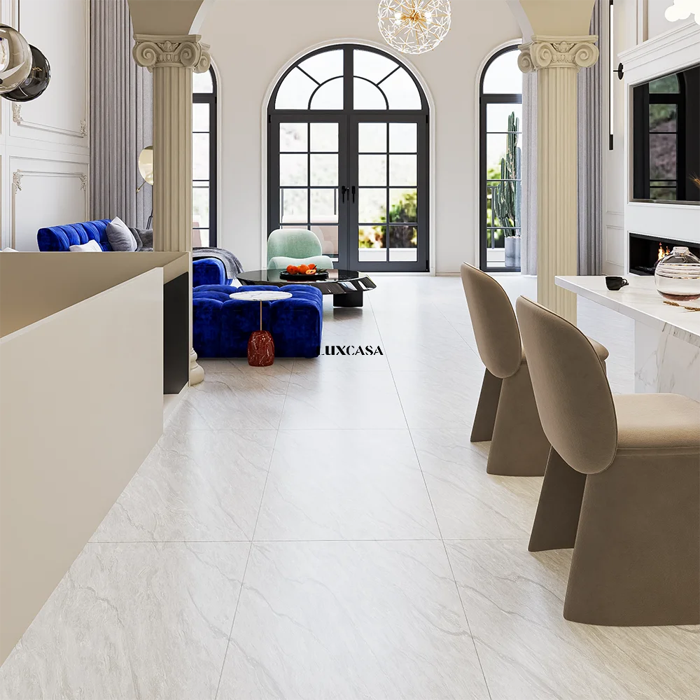 Mẫu gạch lát nền phòng khách màu kem mã 60x120 612LU061212