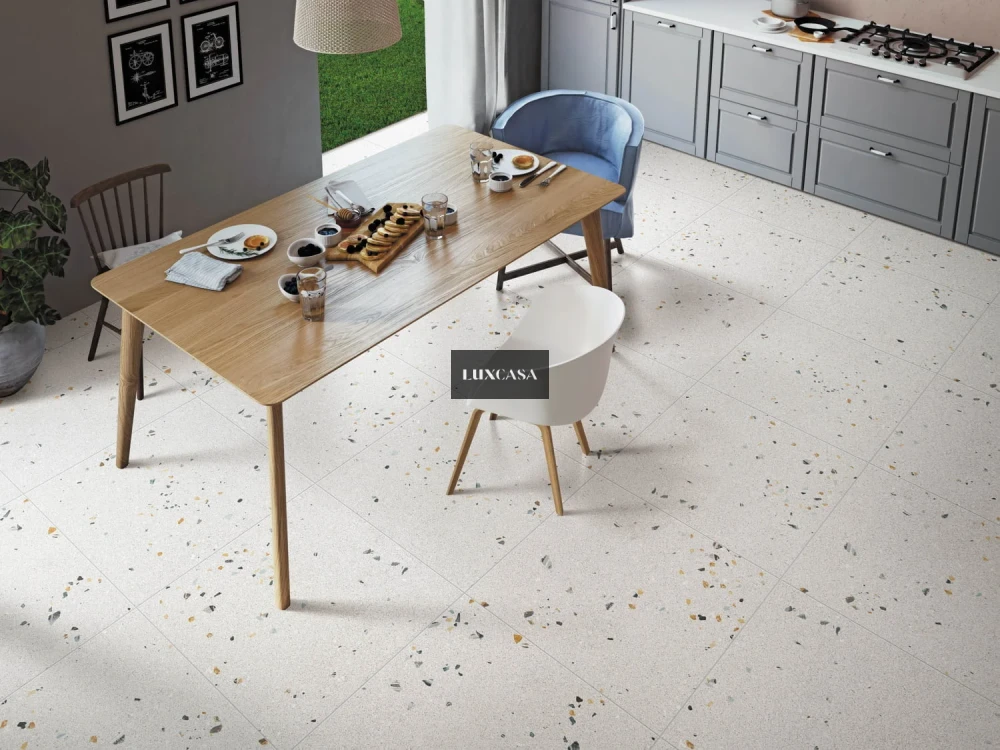 Mẫu gạch terrazzo 600x600 lát sàn khu vực bếp