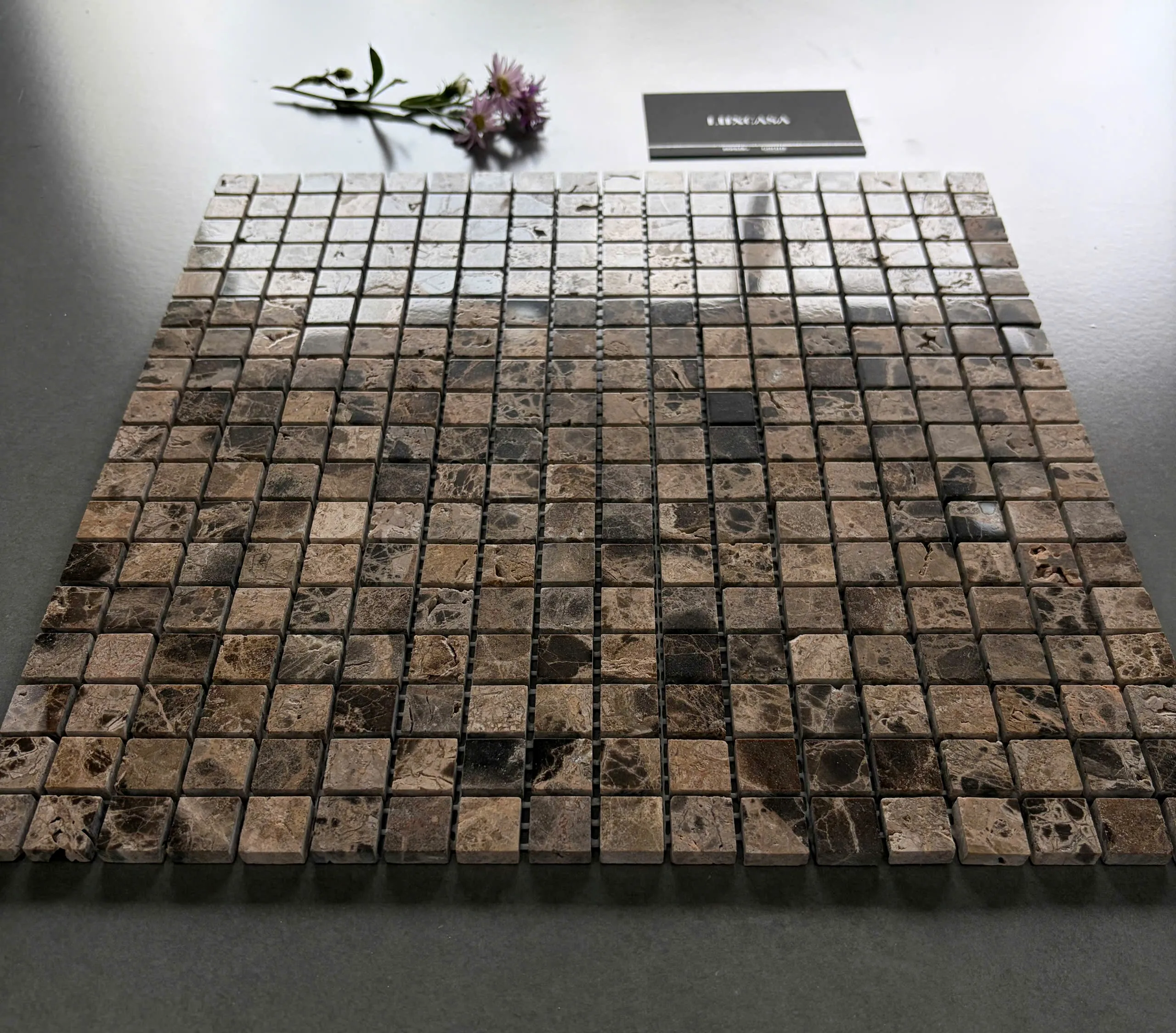 Mẫu mosaic vuông đá marble nâu LUTH7325