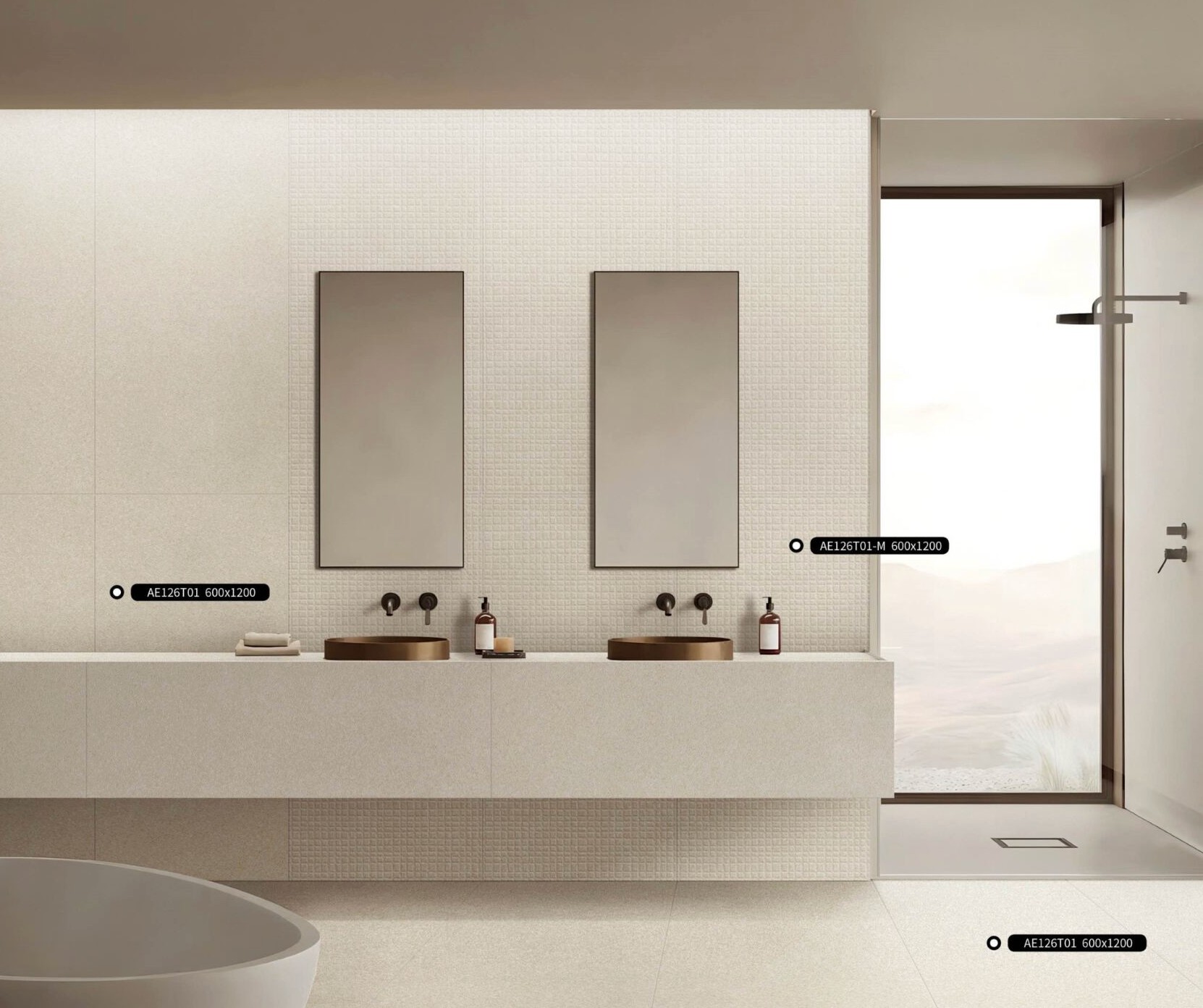 BST gạch 60x120 612LU612T01 ốp nhà vệ sinh