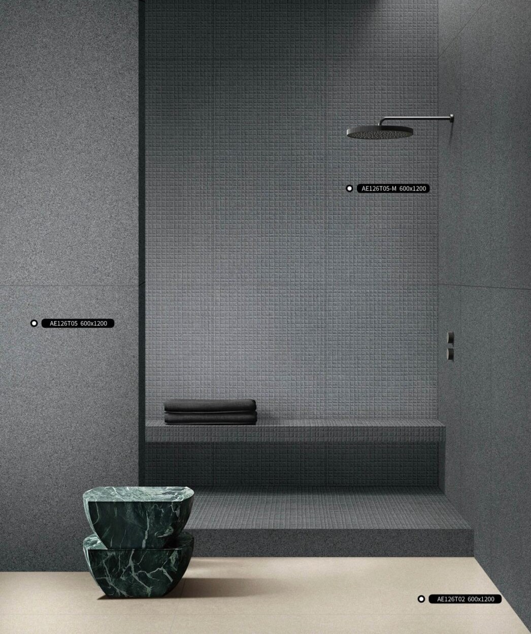 BST gạch xám 60x120 612LU612T05 ốp phòng tắm