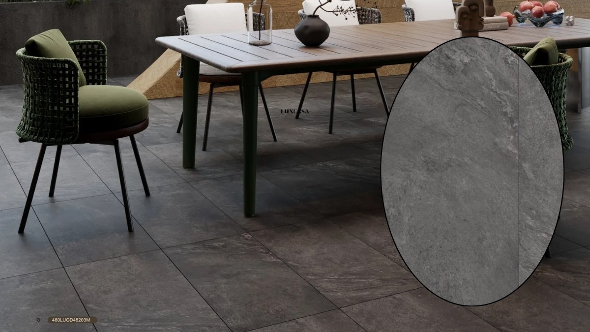 Gạch 40X80 giả đá slate màu xám 480LUGD48203M