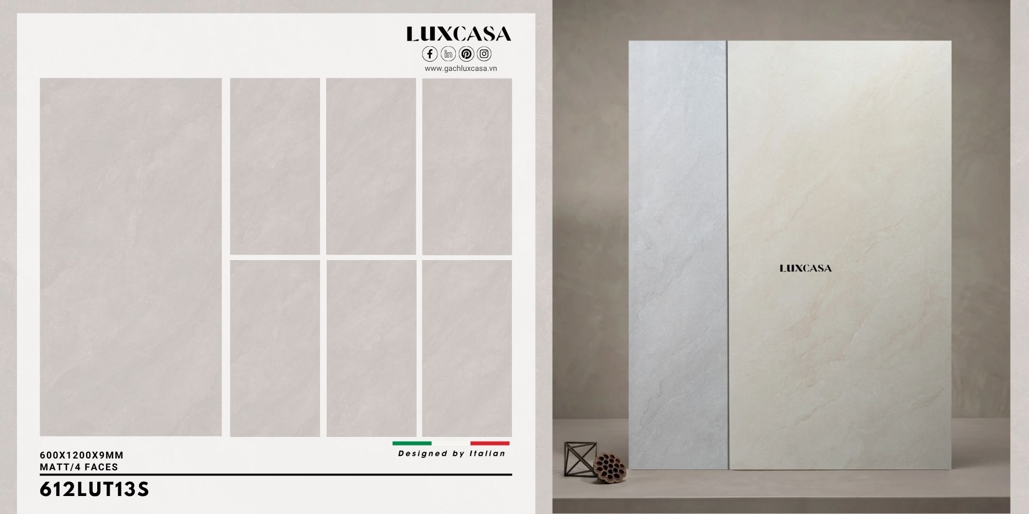 Gạch giả đá màu xám 60×120 612LUT13S