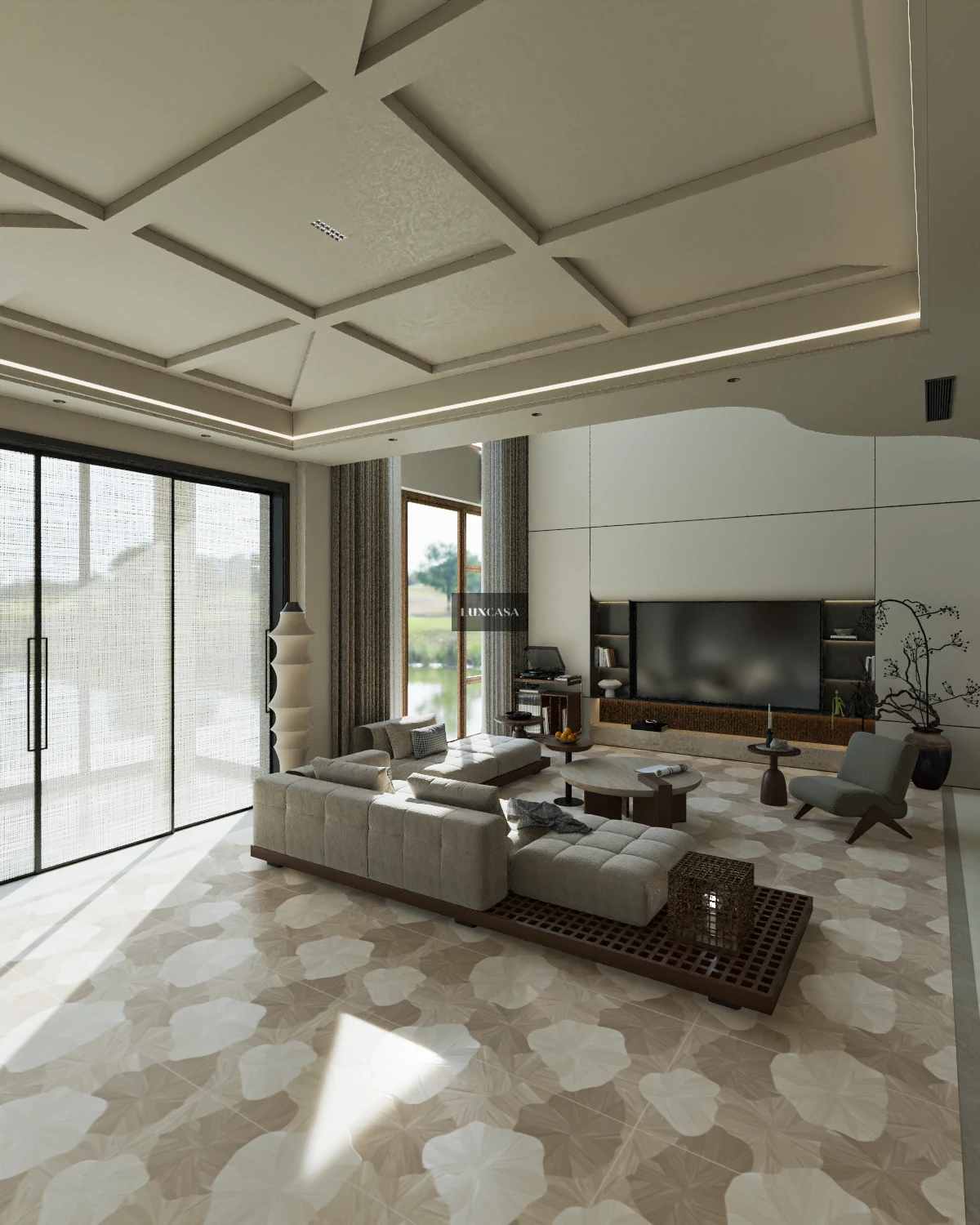 Gạch lá sen lát phòng khách 60×120 612LUTT61221