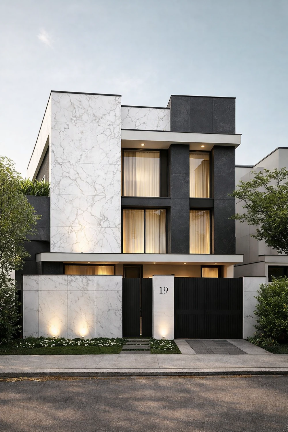 Gạch ốp mặt tiền màu trắng (1)