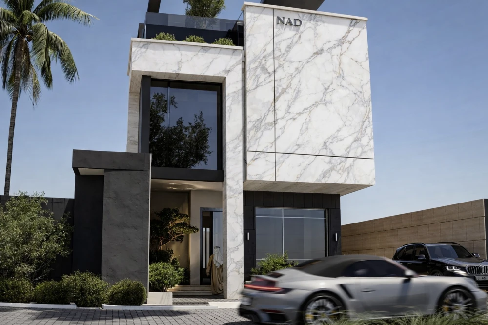 Gạch ốp mặt tiền màu trắng (2)