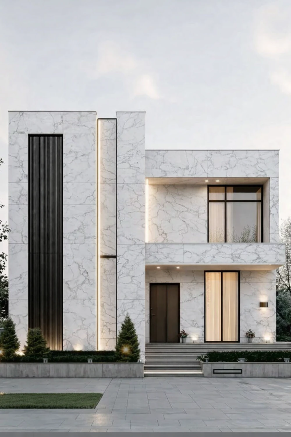 Gạch ốp mặt tiền màu trắng (4)