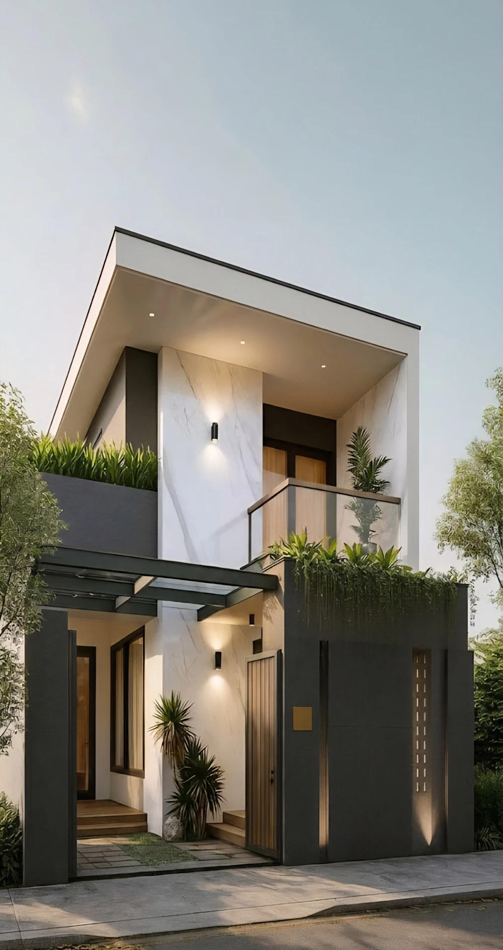 Gạch ốp mặt tiền màu trắng (8)